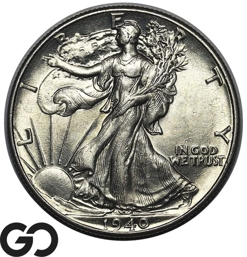 1940 Walking Liberty Half Dollar, Very Nice, Brilliant Uncirculated++