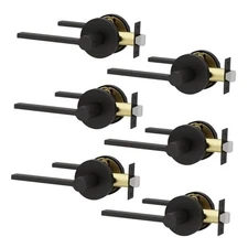  Muse 6-Pack Door Levers – Reversible Non-Locking 6 Pack Passage Matte Black
