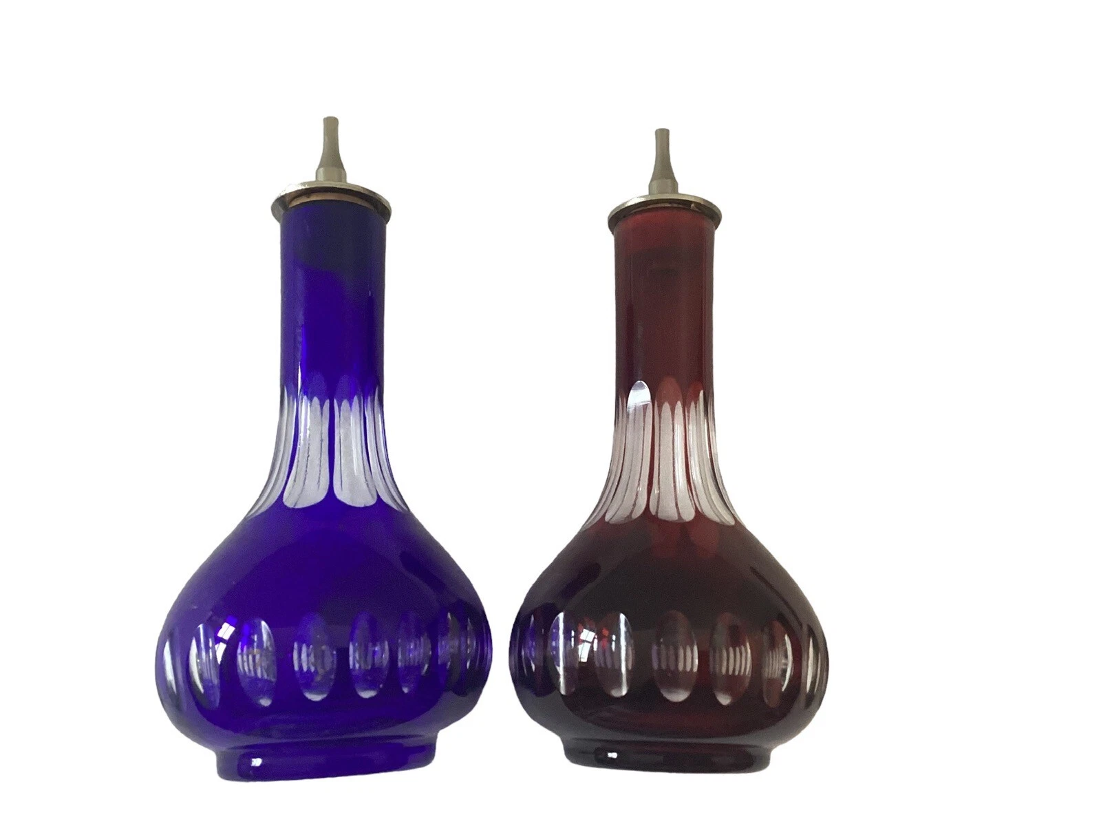 Vintage Cut Glass oil & vinegar dispensers Cruets Set Of 2
Opens in a new window or tab