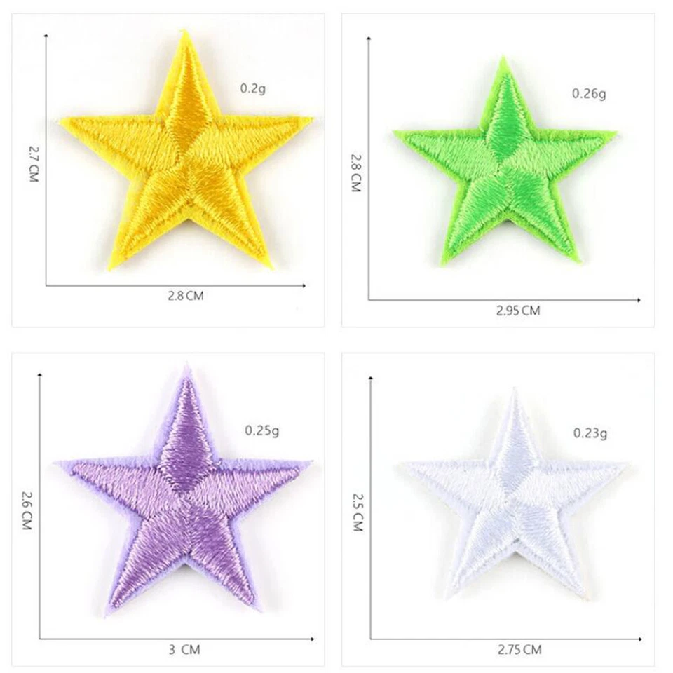 30 Star Embroidered Iron on Patches DIY Sew Applique Repair Patch for Hat Shoes - Image 4 of 4