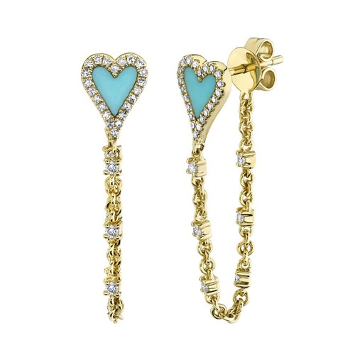 Turquoise Diamond Heart 14K Yellow Gold 