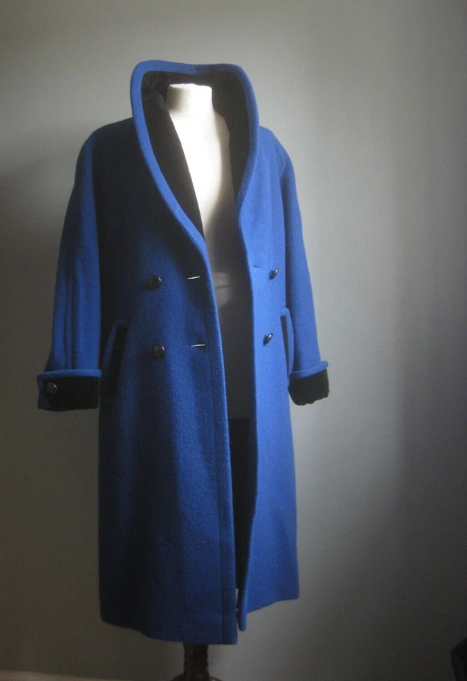 WINDSMOOR LONG COAT 12 velvet collar 100% pure new wool vintage oversize swing — 第 2/4 张图片