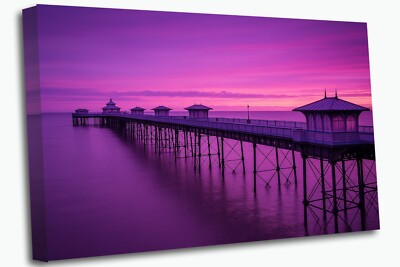 Llandudno Pier Sunset Glorious Canvas Print Wall Art Picture