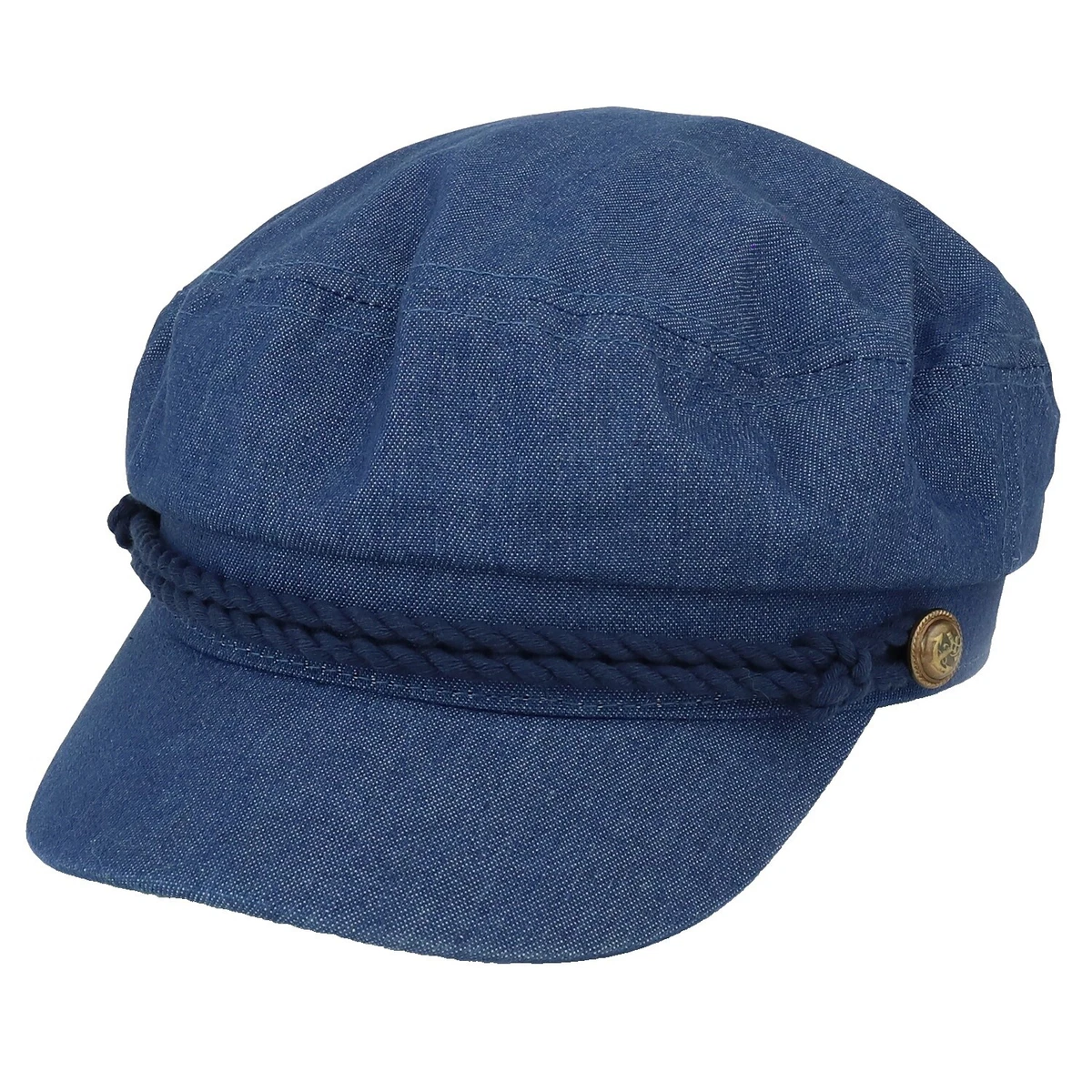 Eugenia Kim Navy Blue Woven Mia Cap Hat M NWT $290 Pleated Buckle Newsboy Blue Women main image 2