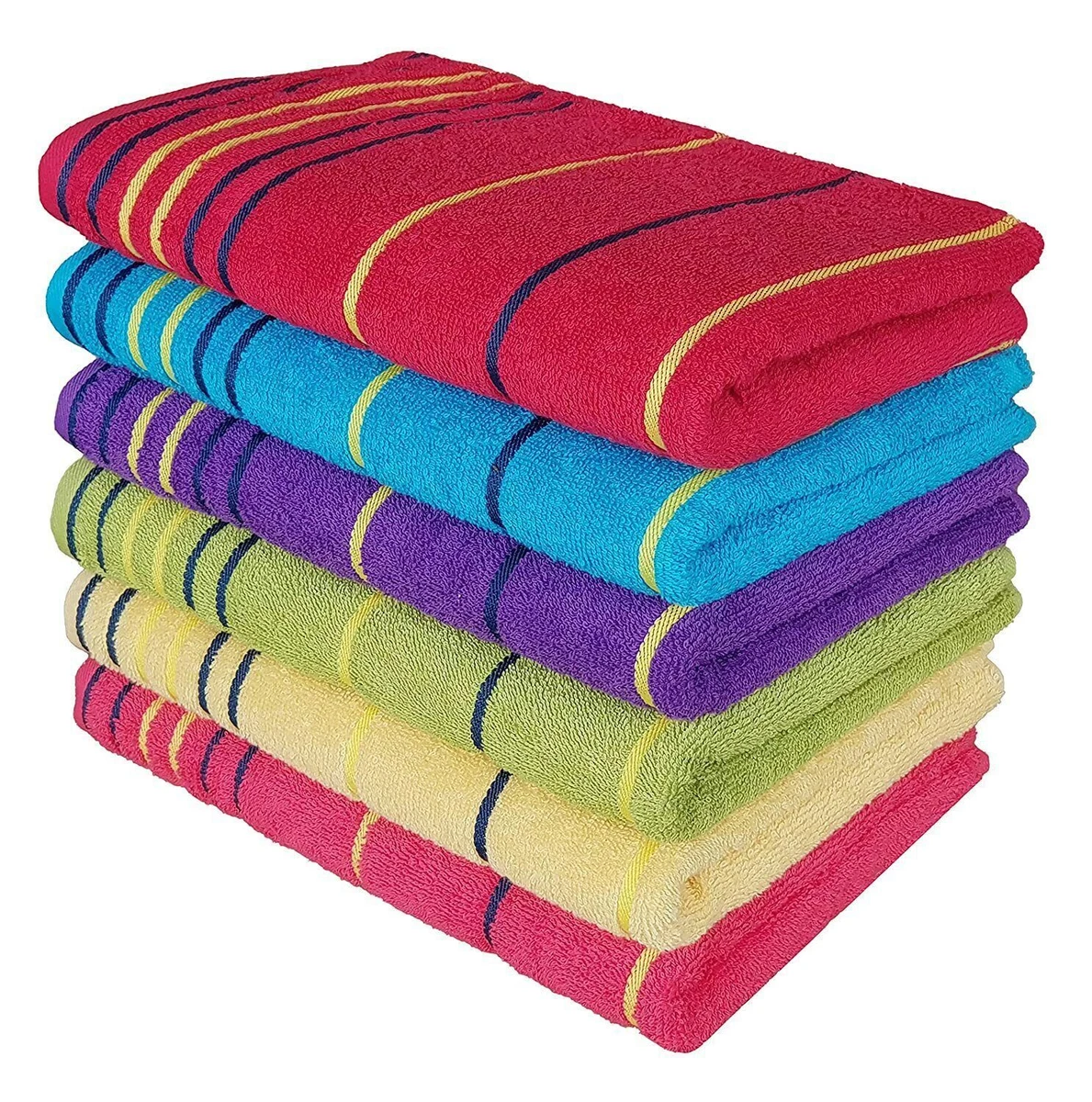 Cotton Hand Towel Set of 6 Multicolor eBay