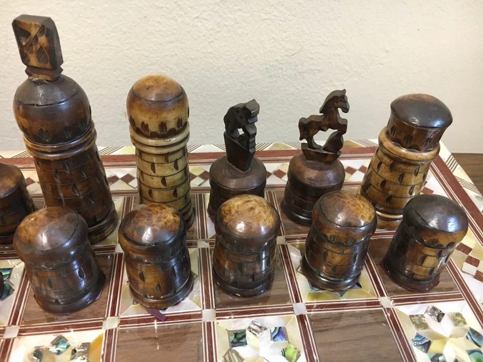 Шахматы ручной работы настоящая резьба кости верблюда - Изображение 2 из 4