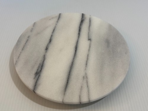 Marble Gray Striped White Round Lazy Susan Rotating Trivet 8"