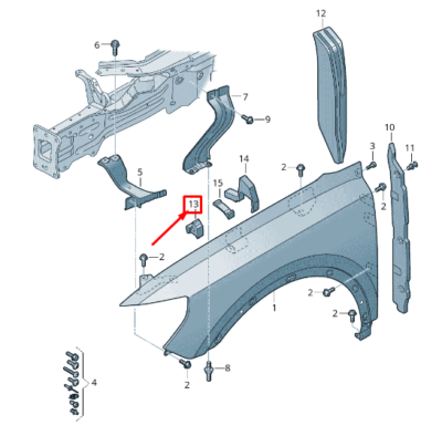 NEU AUDI Q3 F3 VORNE RECHTS OBERE KOTFLUGELDAMPFUNG 83A864760A