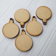 Wooden MDF Bauble Craft Tags Disc Decoration Card Making Shape Wood Family Blank
