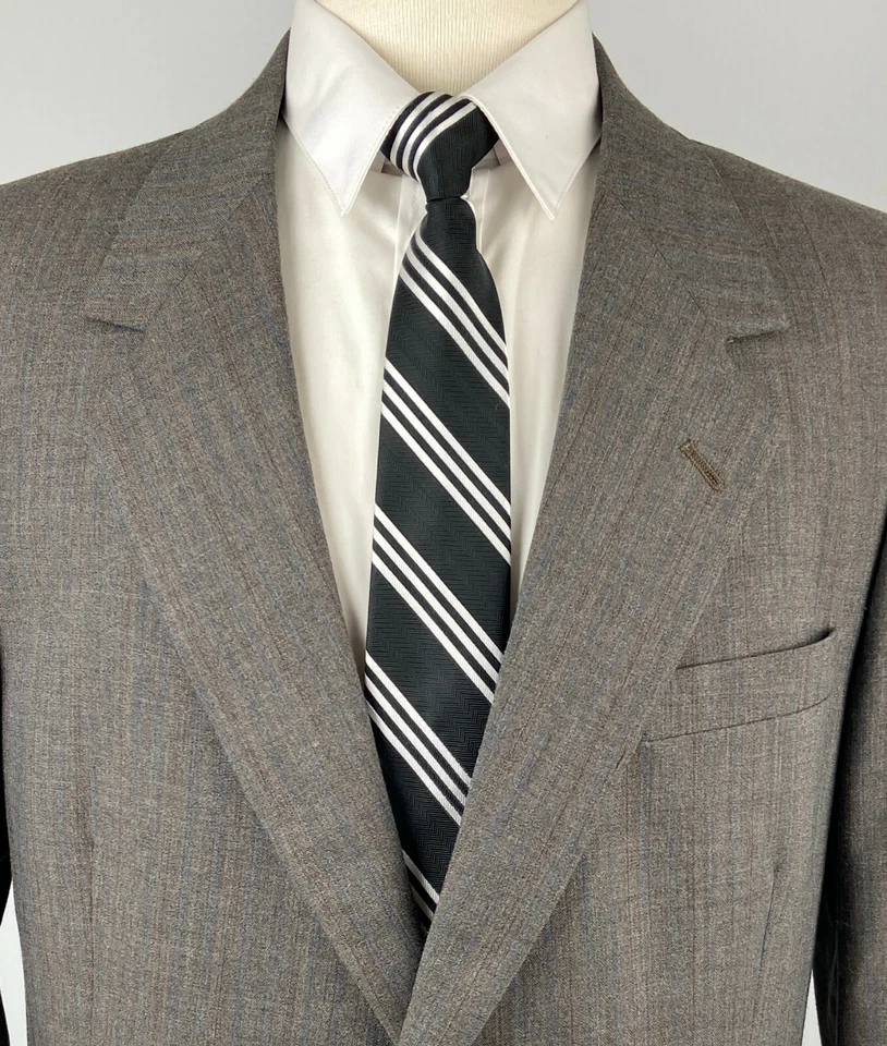 Traje De Colección Arnie Arnold Palmer Para Hombres 42R Gris Rayas Suave 2 Piezas Con Pantalones 34x31 Foto 3 de 4