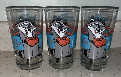 3 Vintage 1990s Disney Pocahontas Meeko Anchor Hocking 8oz Glasses Racoon  New | eBay