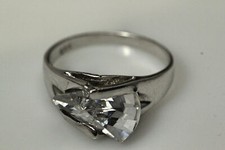 925 Sterling Silver Size 9 1/4 Free-form CZ Stone Ring 4.8 Grams RIN8324