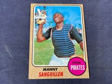 V4-66 BASEBALL CARD - MANNY SANGUILLEN PITTSBURGH PIRATE - 1968 TOPPS -CARD #251