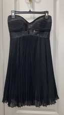 Guess Little Black Cocktail Party Dress, Strapless, Pleated, Sequin Trim top, S