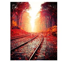 Paint By Numbers Kit Sunset Railway Track 40CMx50CM Canvas