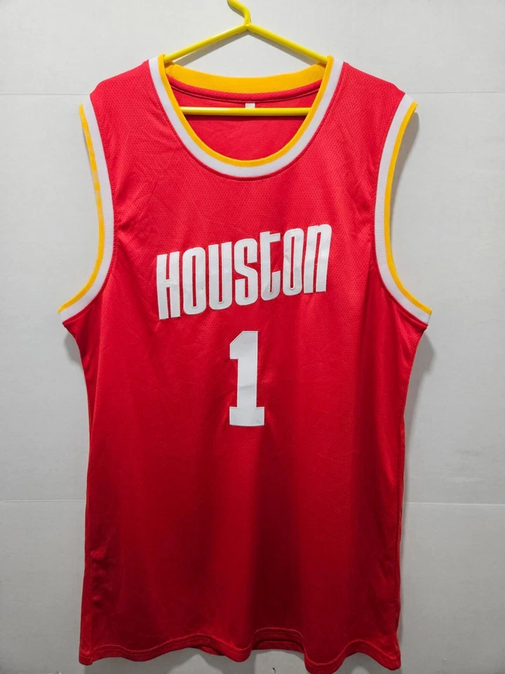 NUEVA - CAMISETA DE BALONCESTO COSIDA HOUSTON PERSONALIZADA TRACY MCGRADY #1 PARA HOMBRE TALLA 2XL Foto 2 de 4