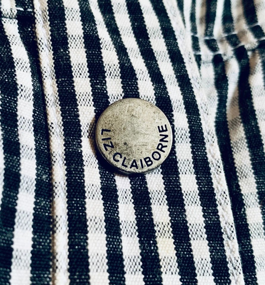 Liz Claiborne Women's Dress 100% Cotton Black/White Full Button Up Size 4P - Image 3 of 4