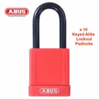 10 x Keyed Alike ABUS LOTO PADLOCKS Safety Lockout Padlock 40mm -RED