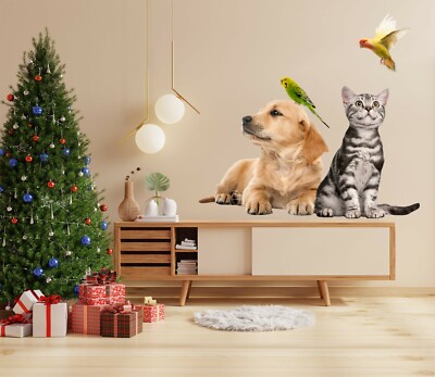 3D Bird Dog Cat 128NA Animal Wallpaper Mural Poster Wall Stickers Decal Zoe