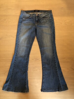 J Brand Bell Bottom Wide Flare Stretch Denim Blue Jeans Patchwork Hippie  Boho 30