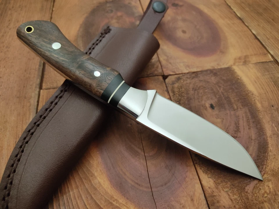 Cuchillo de caza de campamento de hoja fija de acero inoxidable Full Tang 12c27 hecho a mano personalizado Foto 4 de 4