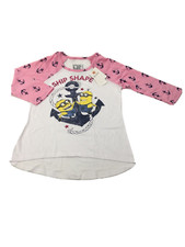 DESPICABLE ME MINION 3/4 Sleeve SHIRT GIRL WHITE/PINK SIZE Large