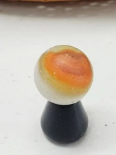 Beautiful Akro Agate Swirl Orange Corkscrew Shooter Marble c