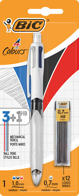 BIC 4 Colours, 4-Farb-Druckkugelschreiber inkl. 12 Minen