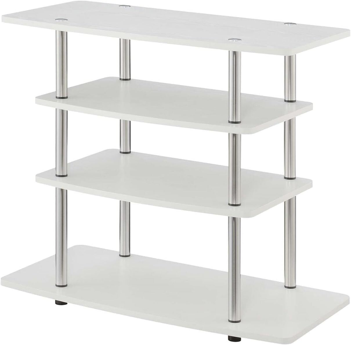 No Tools Highboy TV Stand, Black, Easy Assembly, Modern Ente