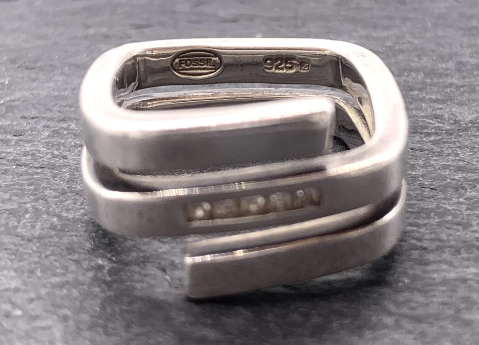 Fossil 925/- Silberring simulierter Diamant, Ringgröße 51, Damen, guter Zustand - Bild 2 von 2