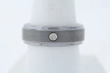 Triton 7mm Tungsten Satin Center Polished Step Edge 18K .03ctw Diamond Ring  