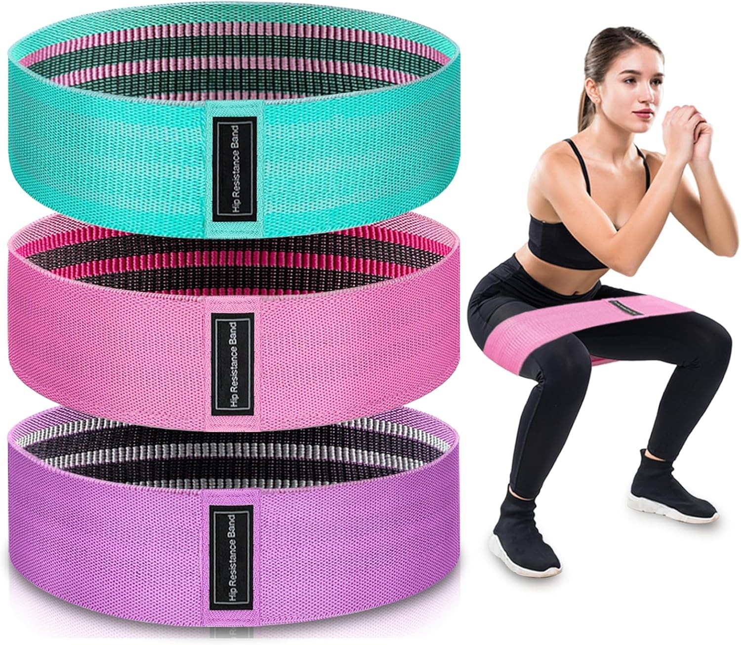 , 3 Levels Fabric Resistance Bands For Working Out, Workout 