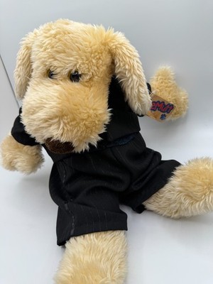New Damaged Tag LeMutt Tuxedo Suit Plush Puppy Dog 16  Ertl Yellow Eyes Floppy