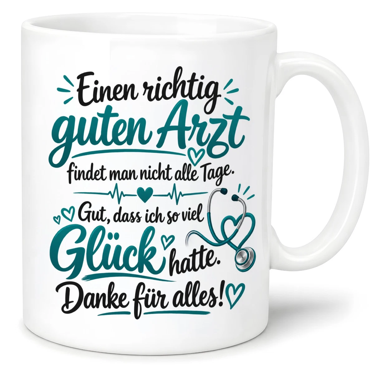 Herzbotschaft Arzt Tasse Kaffeetasse für Ärzte - Danke Geschenk für guten Arzt
