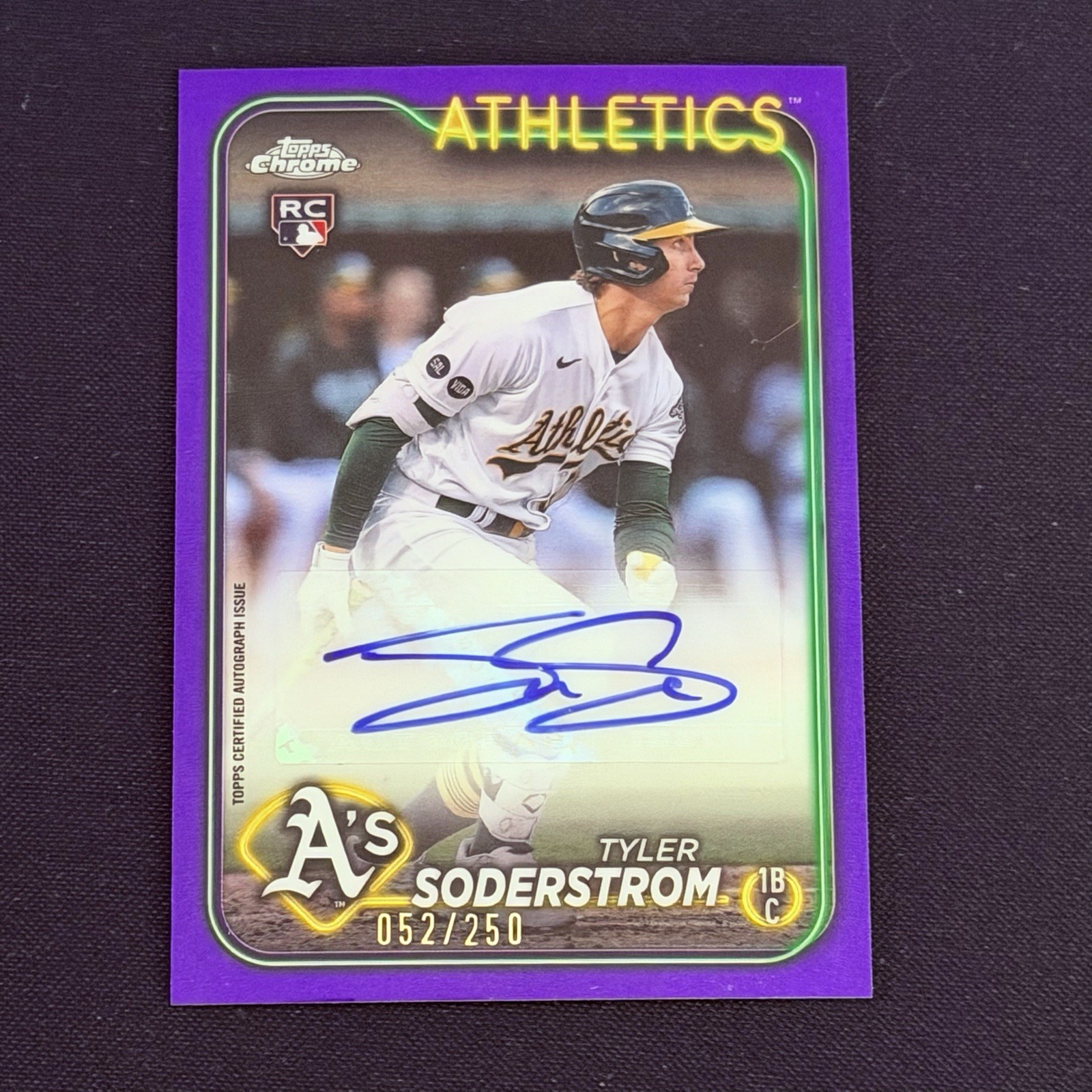 2024 Topps Chrome Update Tyler Soderstrom Auto RC Purple Refractor Rookie #/250