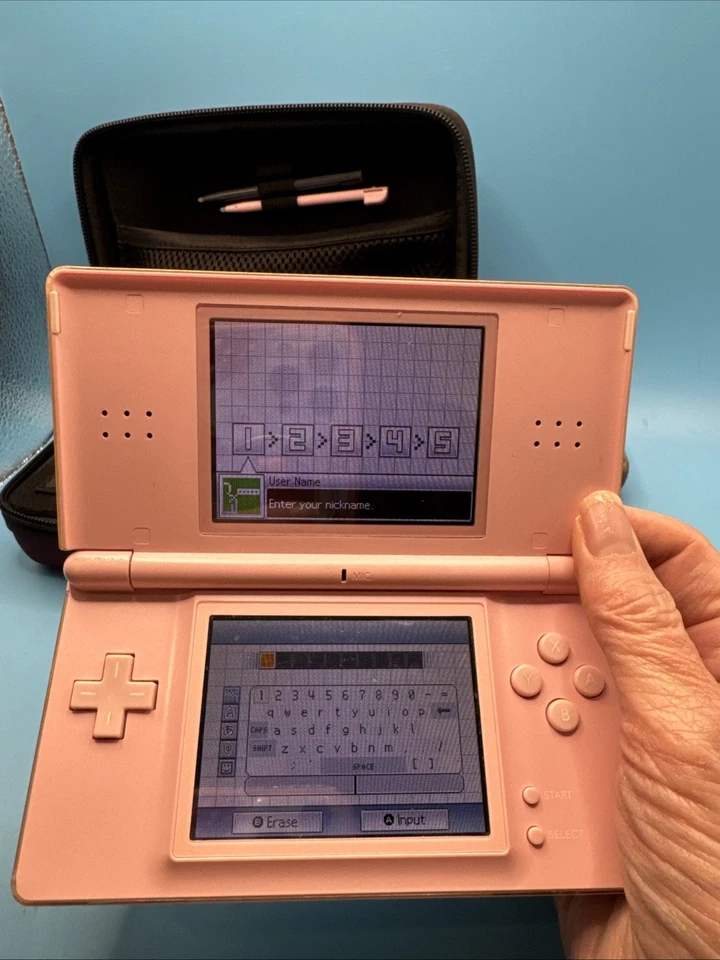 Nintendo DS Lite Coral розовый с 7 игры чехол и зарядное устройство - работает.  Сброс - Изображение 2 из 4