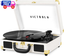 Journey Bluetooth Suitcase Record Player 3-Speed w/ Speakers RCA Out White