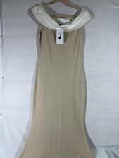 ZESICA RIBBED KNIT SWEATER MIDI DRESS OFF SHOULDERS  WOMEN XL BEIGE CREAM NEW