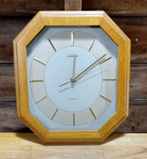 Vintage Sunbeam Quartz Wall Clock Wood Frame 1970's Tested!
