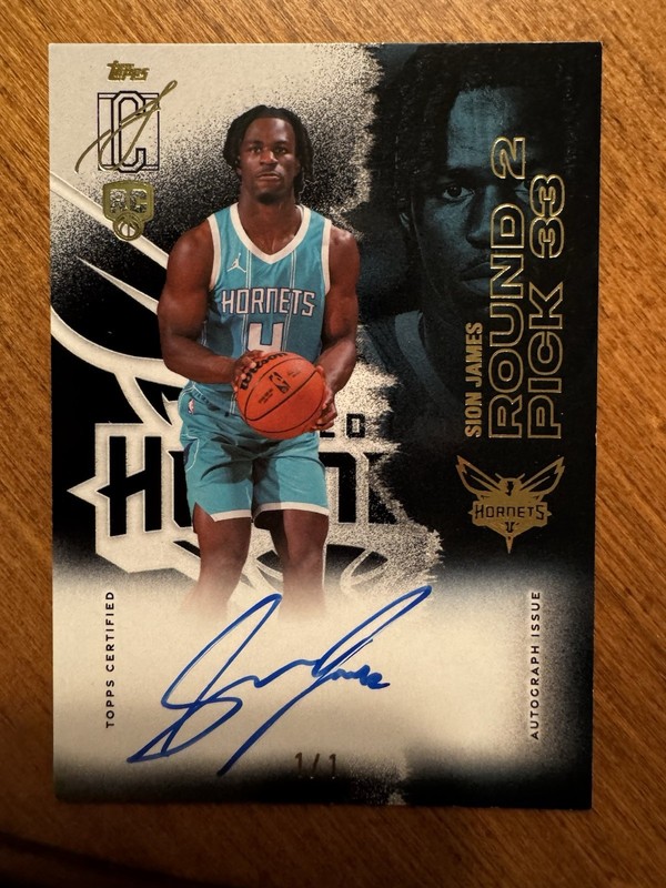 2025-26 Topps Signature Class Sion James Auto (hard signed) Rookie Class SSP#1/1