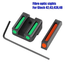 For Glock 42 43 43X 48 Fiber Optic Sight Steel Red Front Green Rear 3-Dot Set