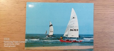 Postkarte St. Peter Ording Hobie cat Segler 24.03.1986 gel_