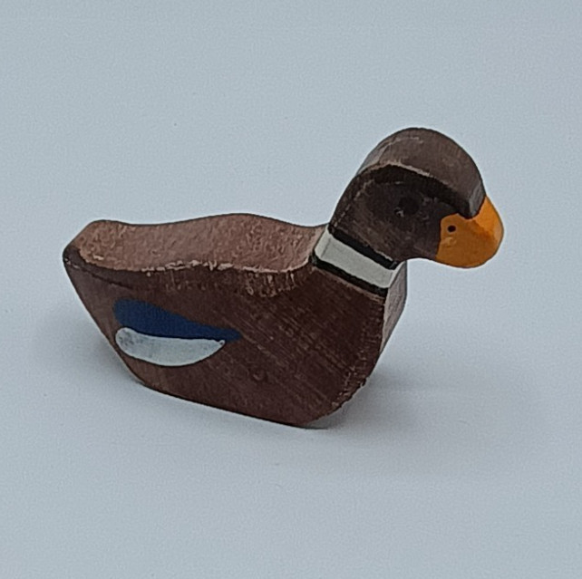 Holztiger Hand Crafted Floating Mallard Duck Wooden Toy Collectible Stamped
