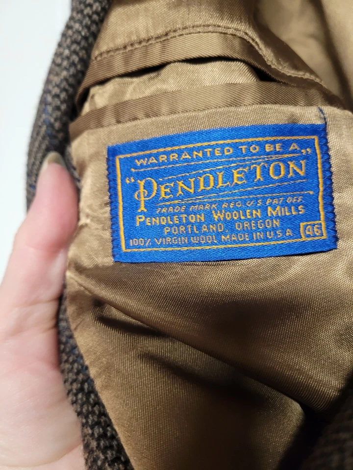 Blazer Pendleton 46 Vintage Lana Espiga Rockabilly Gamuza Vaquero Occidental Foto 3 de 4