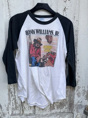 Tee HANK WILLIAMS JR. Strong Stuff Raglan Band Tshir Vintage vintage concert t-shirt, vintage, size XL, single stitch, B+ condition