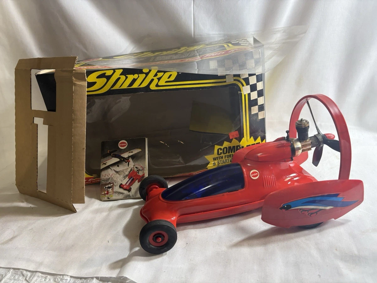 Vintage Cox Shrike Fingerhut Drome Gas Power Prop Rod Tether Auto mit Motor & Box