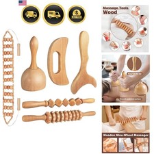 10-in-1 s Gua Sha Wooden Massager for Body Shaping Massage Tool Set Wood Ther...
