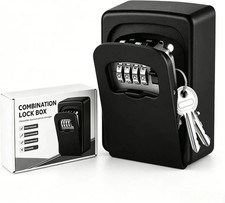 Key Lock Box Wall Mounted,4 Digit Combination Weatherproof Lockbox for Outside