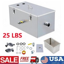 25 Lbs Stainless Steel Grease Trap Interceptor for Home Restaurants Under Sink