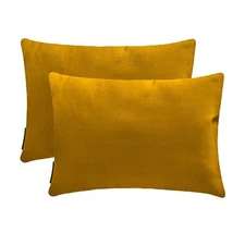 Pack of 2 Dark Gold Luxury Oblong Pillow Cover Solid - Dark Gold Slub Satin